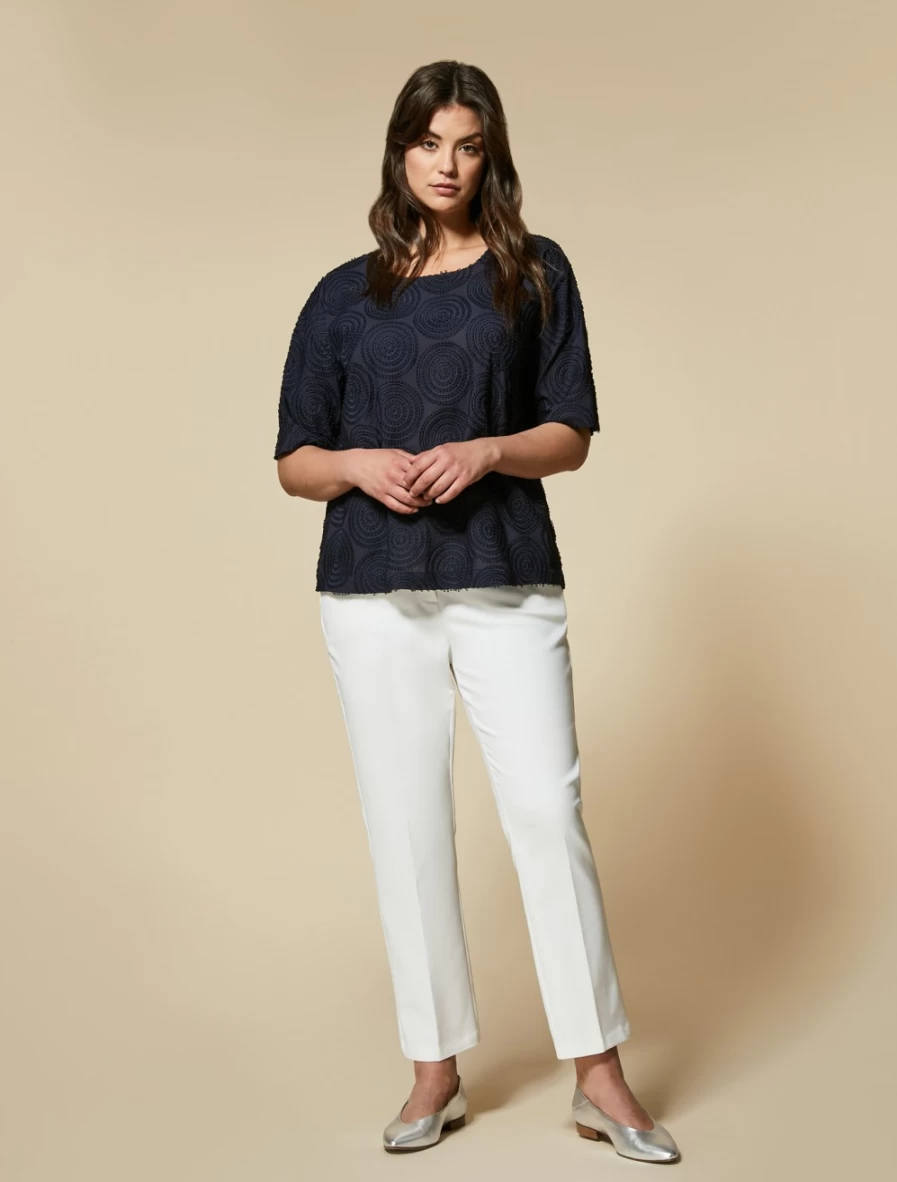Marina Rinaldi Women's White Cotton-Blend Technical Trousers
