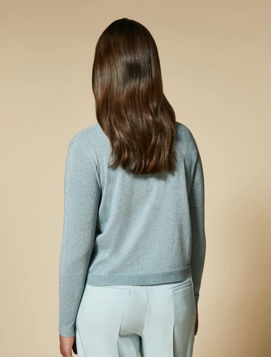 "Marina Rinaldi Women's Ski Blue Viscose Polo Neck Sweater"