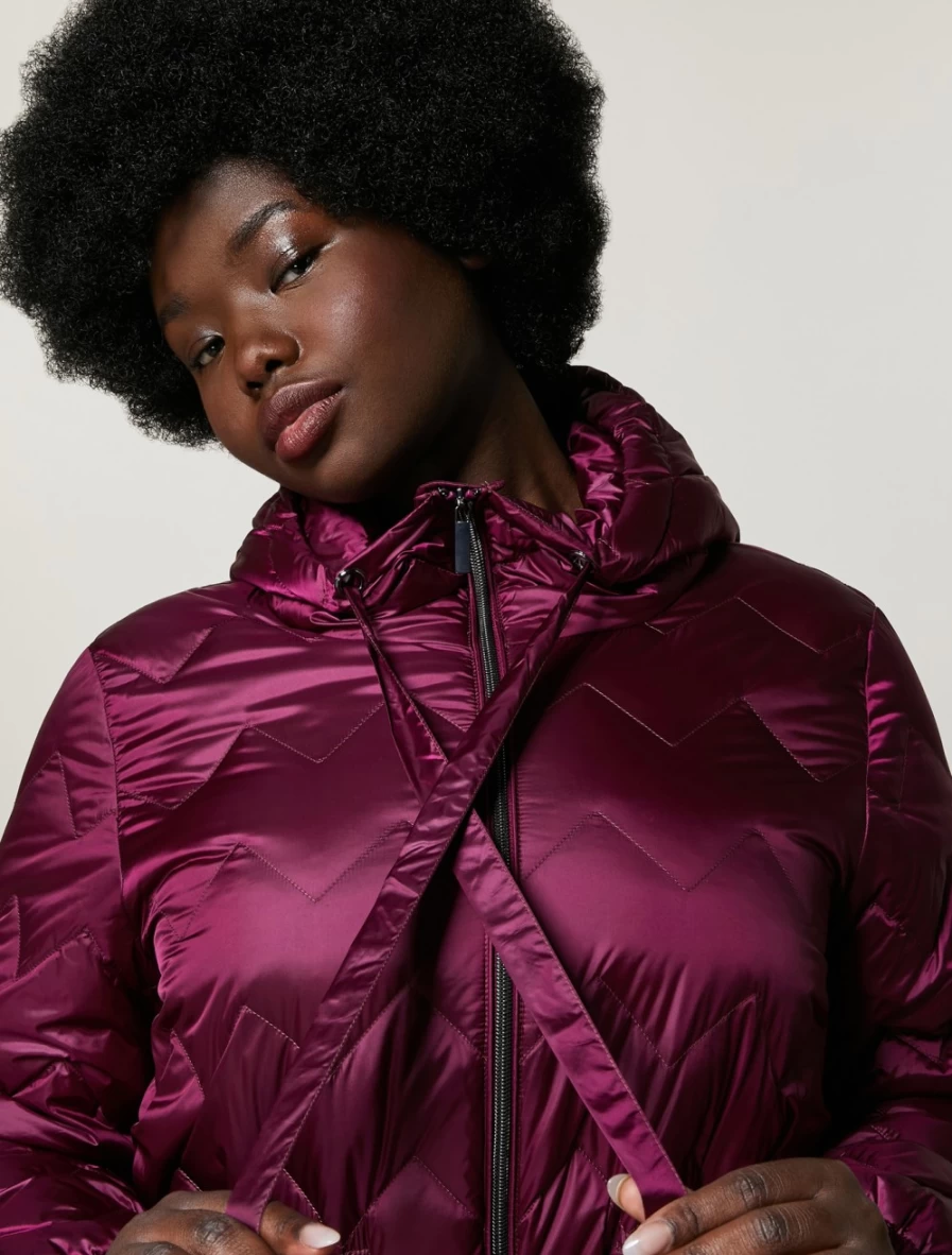 Marina Rinaldi Women's Purple Shining Nylon Parka Coat