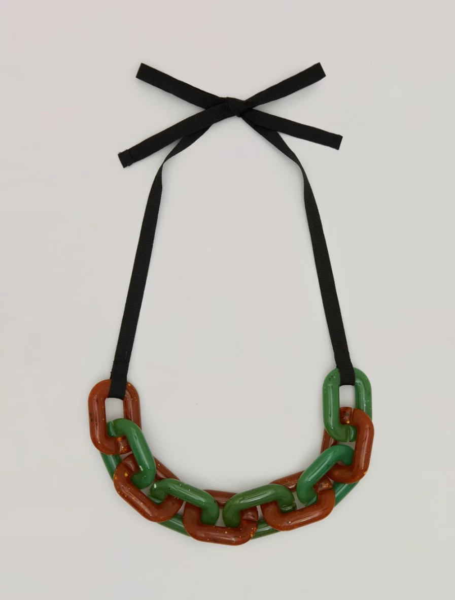Marina Rinaldi Women's Green Resin Necklace - Elegant Handcrafted Jewelry