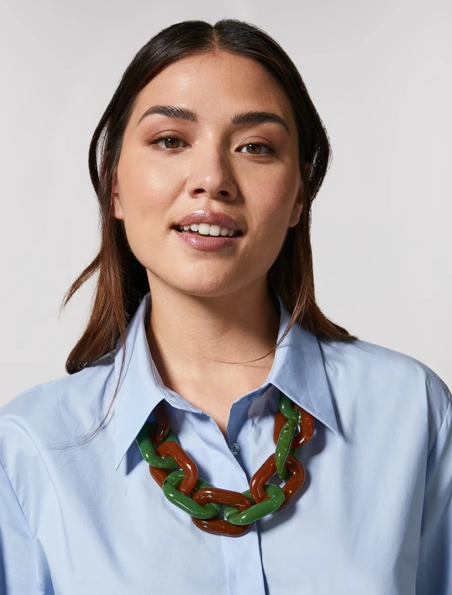 Marina Rinaldi Women's Green Resin Necklace - Elegant Handcrafted Jewelry