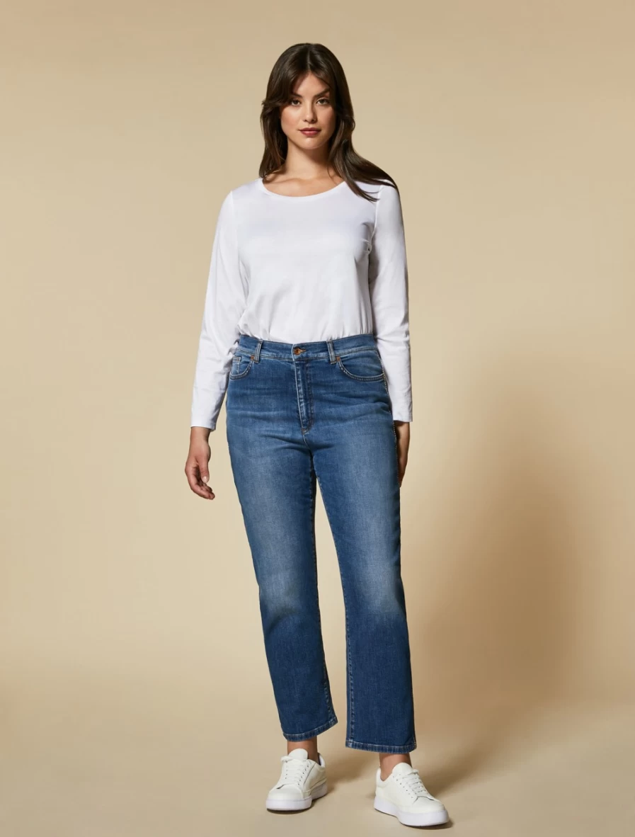 "Marina Rinaldi Women's Ski Blue Stretch Denim Regular Fit Jeans"
