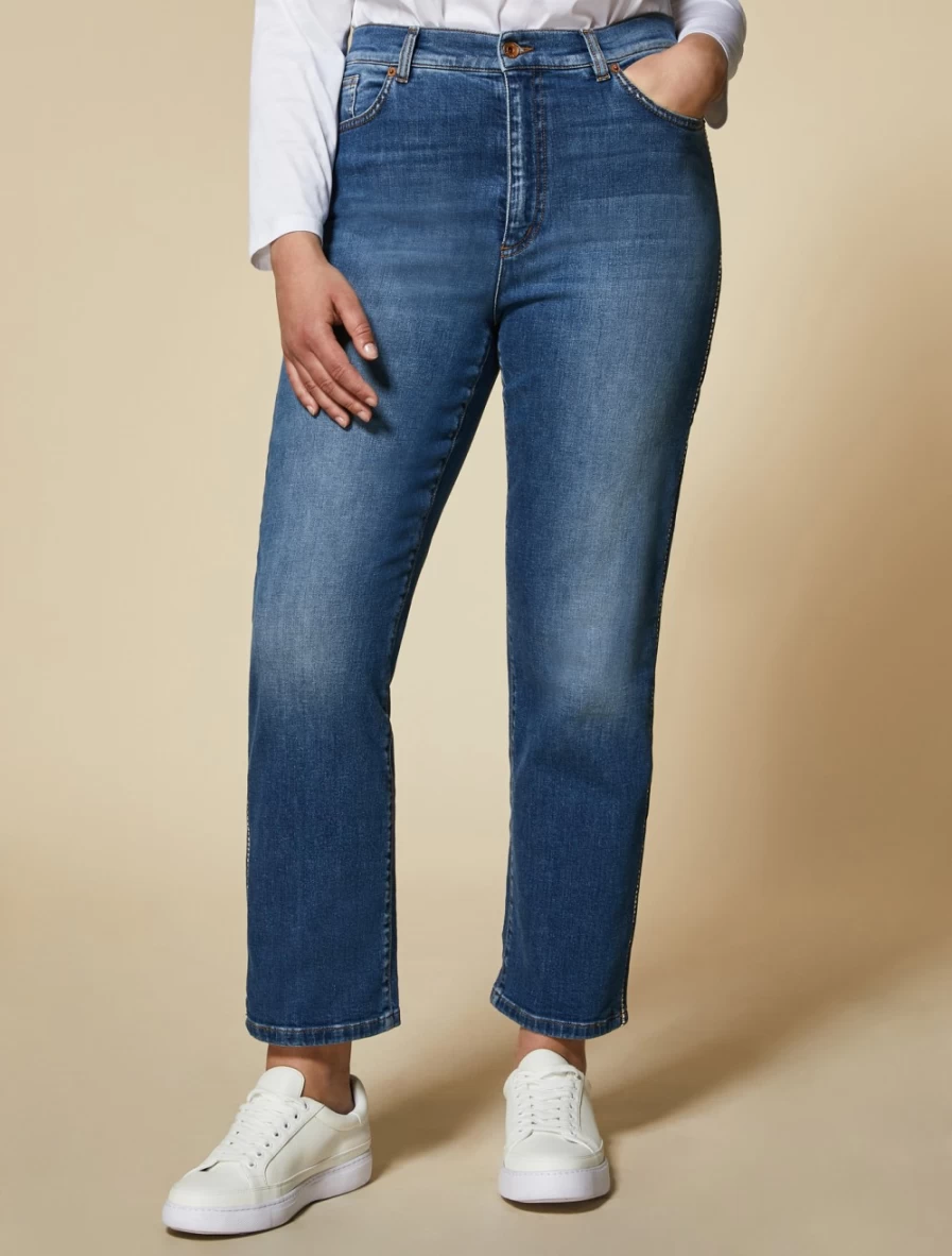 "Marina Rinaldi Women's Ski Blue Stretch Denim Regular Fit Jeans"