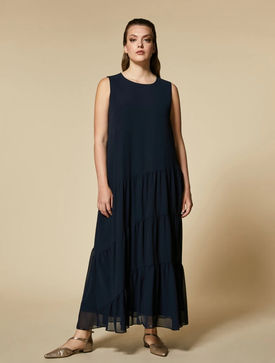 Marina Rinaldi Women's Dark Navy Crepe Georgette Dress