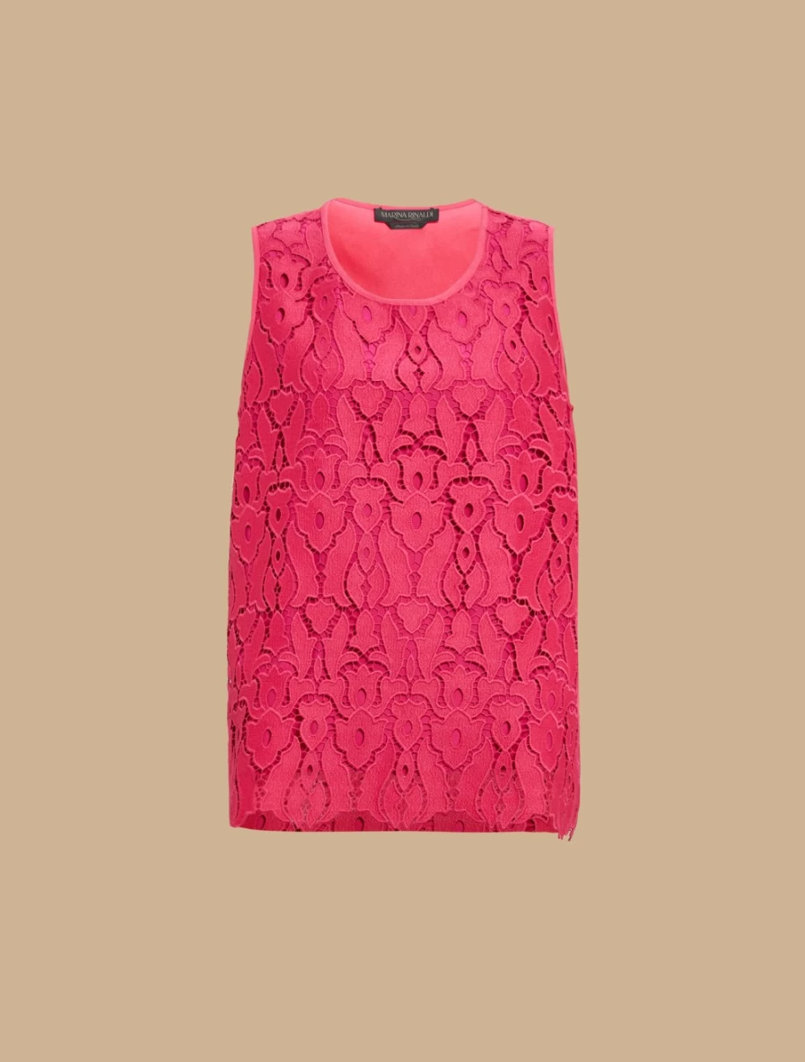 Marina Rinaldi Women's Fuchsia Lace and Crepe Blouse