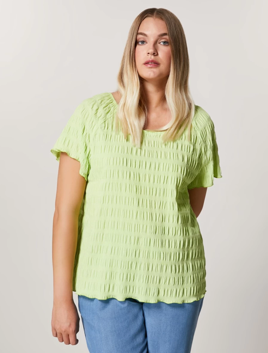 "Marina Rinaldi Women's Green Micro Gingham Top"