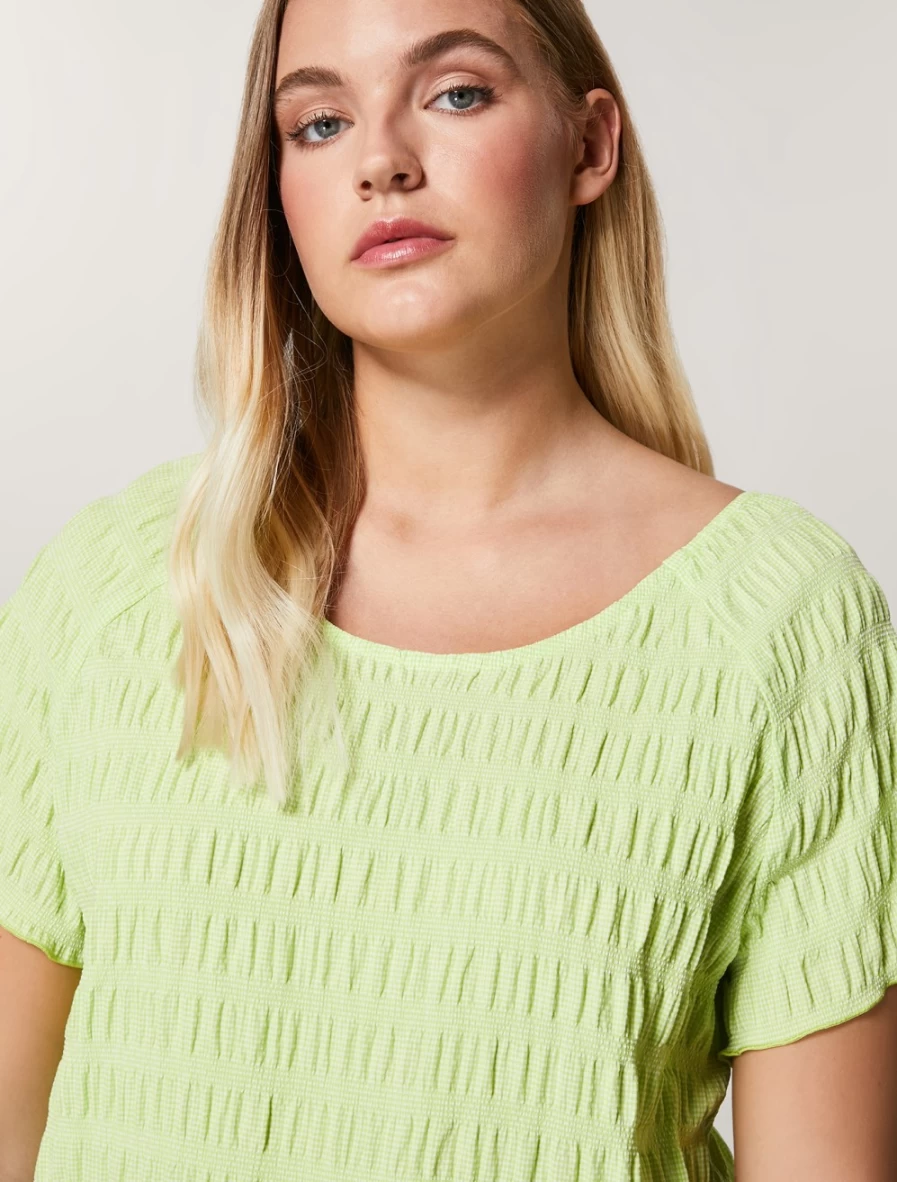 "Marina Rinaldi Women's Green Micro Gingham Top"
