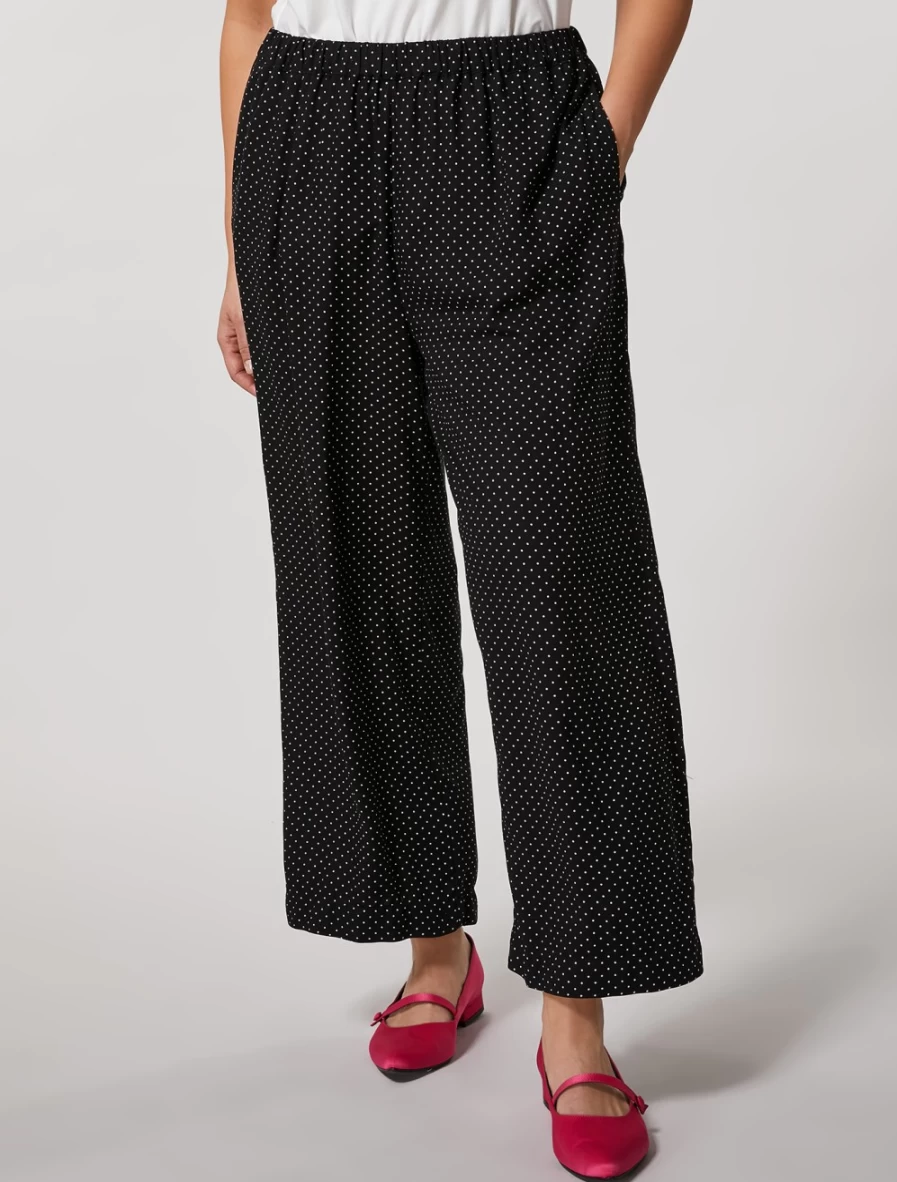 "Marina Rinaldi Women's Black Printed Cropped Trousers"