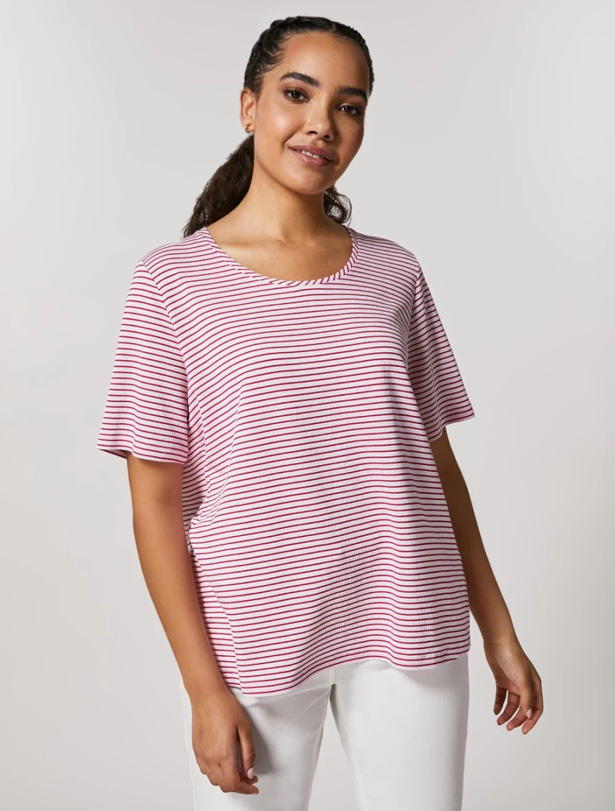 Marina Rinaldi Women's White Yarn-Dyed Jersey Cotton T-Shirt