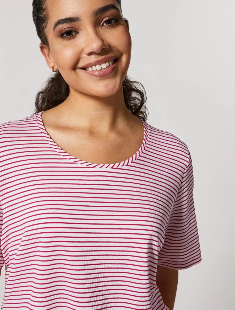 Marina Rinaldi Women's White Yarn-Dyed Jersey Cotton T-Shirt