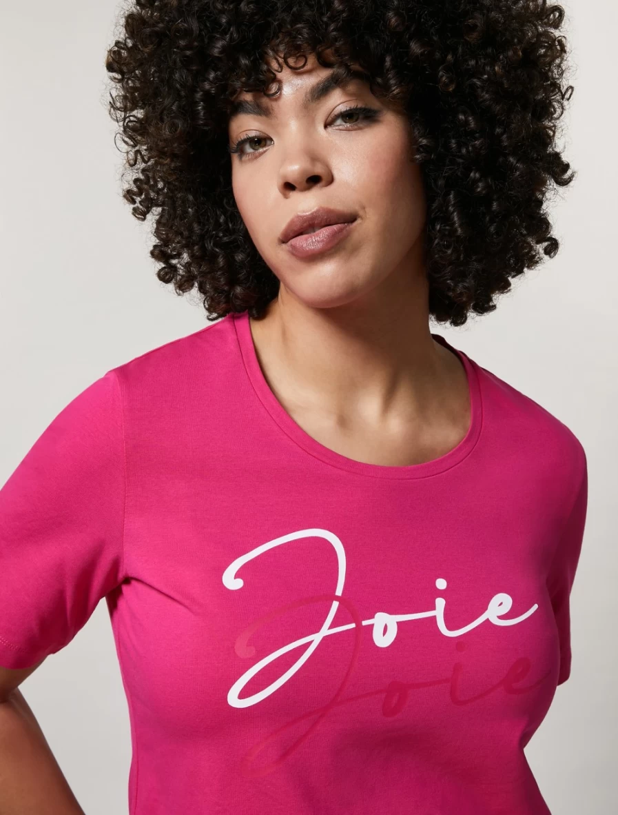 Marina Rinaldi Women's Fuchsia Cotton Jersey T-Shirt - Soft Comfort Fit Top