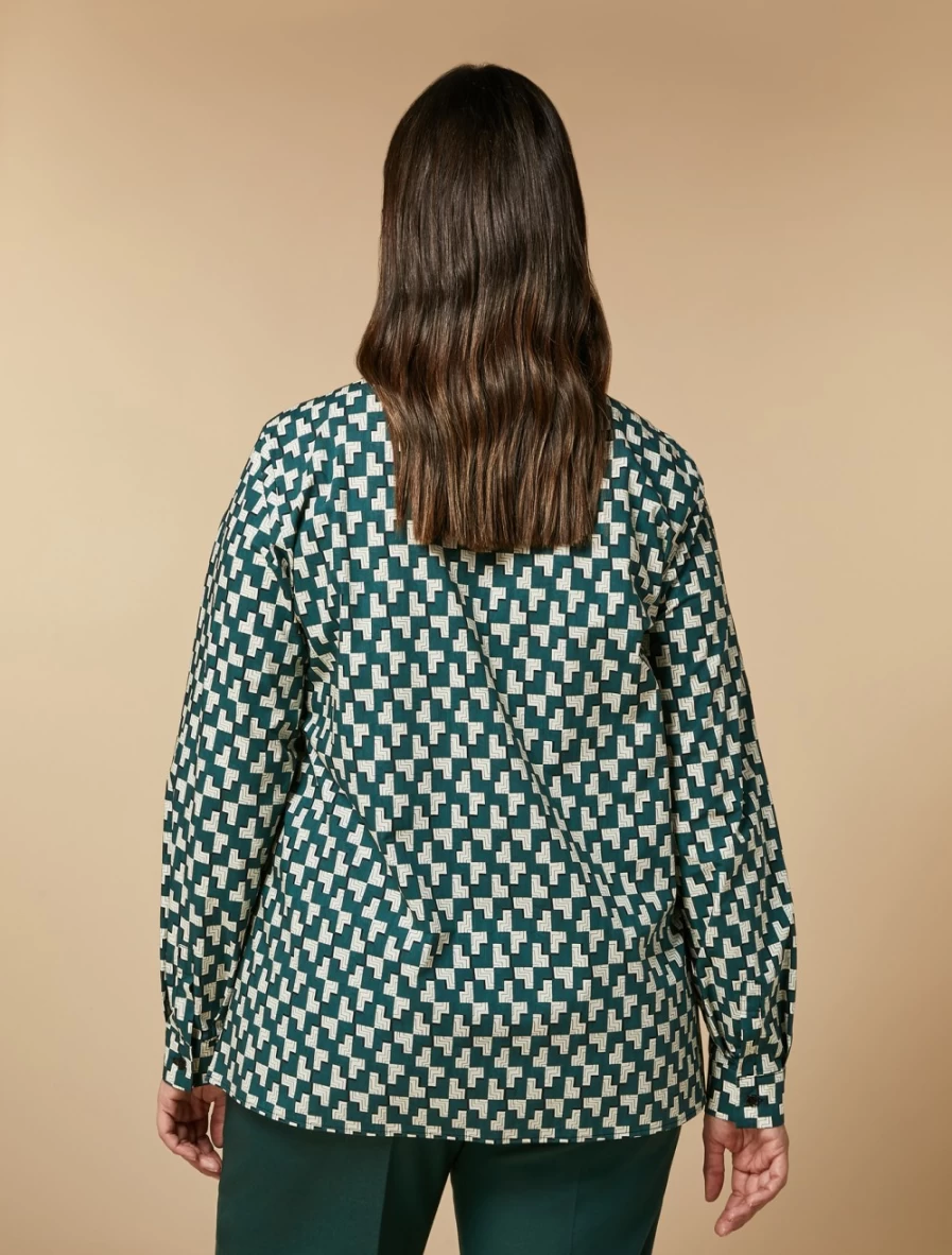 Marina Rinaldi Women's Dark Green Printed Poplin Shirt