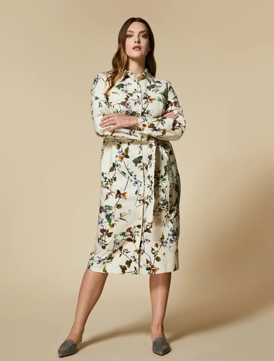 Marina Rinaldi Women's Beige Printed Shirt Dress