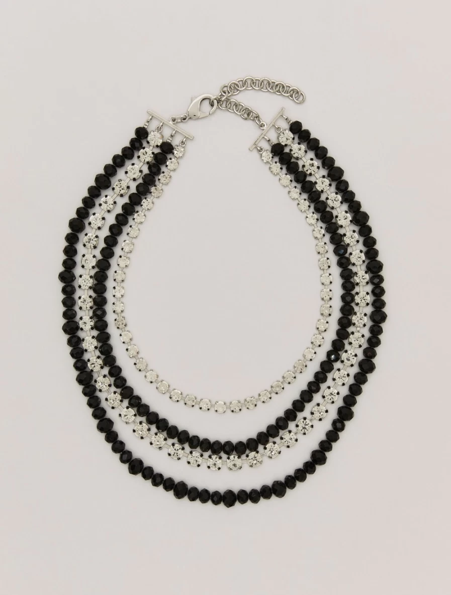 Marina Rinaldi Women's Black Crystal Rhinestone Necklace - Elegant Fashion Jewelry