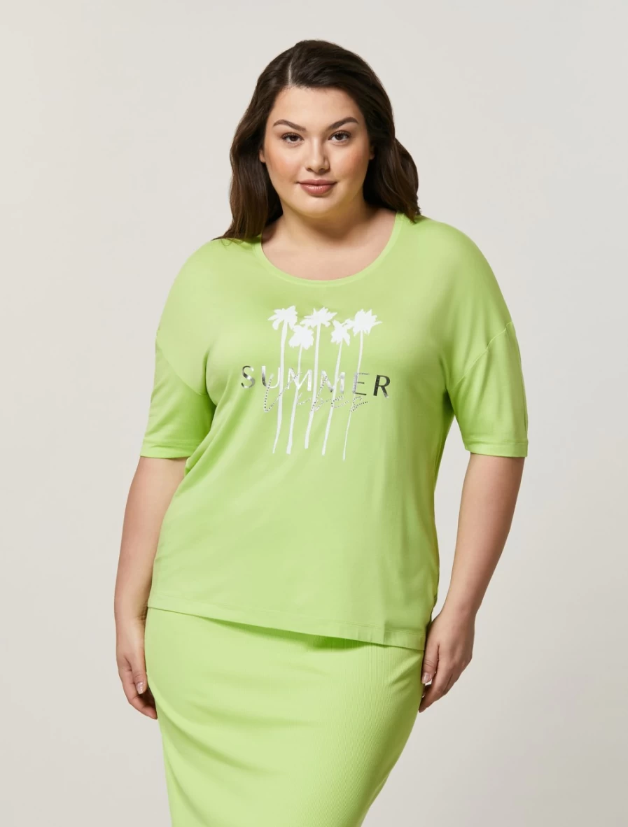 Marina Rinaldi Women's Green Viscose Jersey T-Shirt | Soft & Comfortable Casual Top