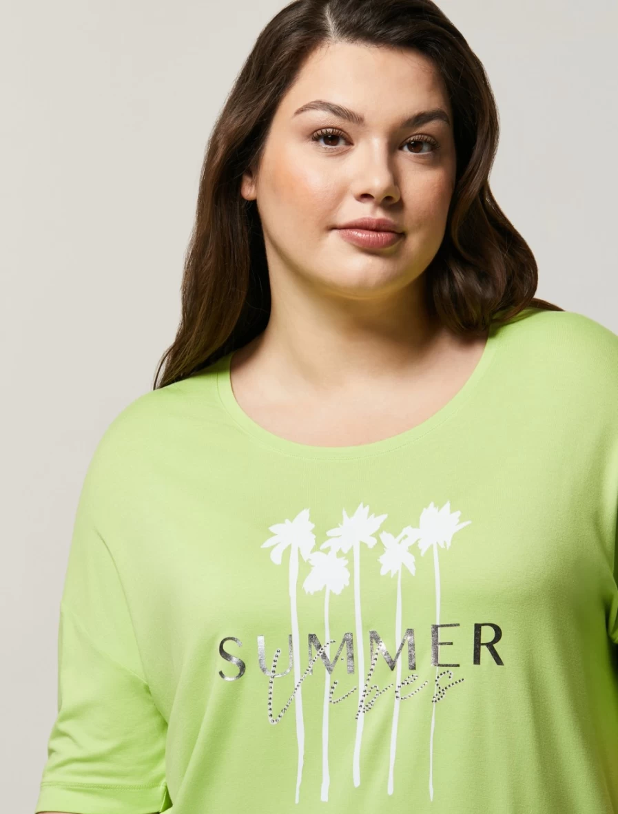 Marina Rinaldi Women's Green Viscose Jersey T-Shirt | Soft & Comfortable Casual Top
