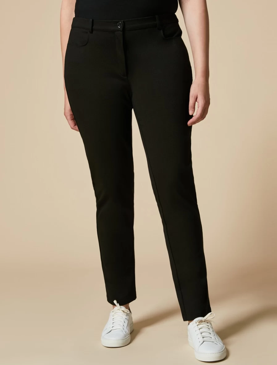Marina Rinaldi Women's Black Milan-Stitch Trousers - Elegant High-Waist Pants