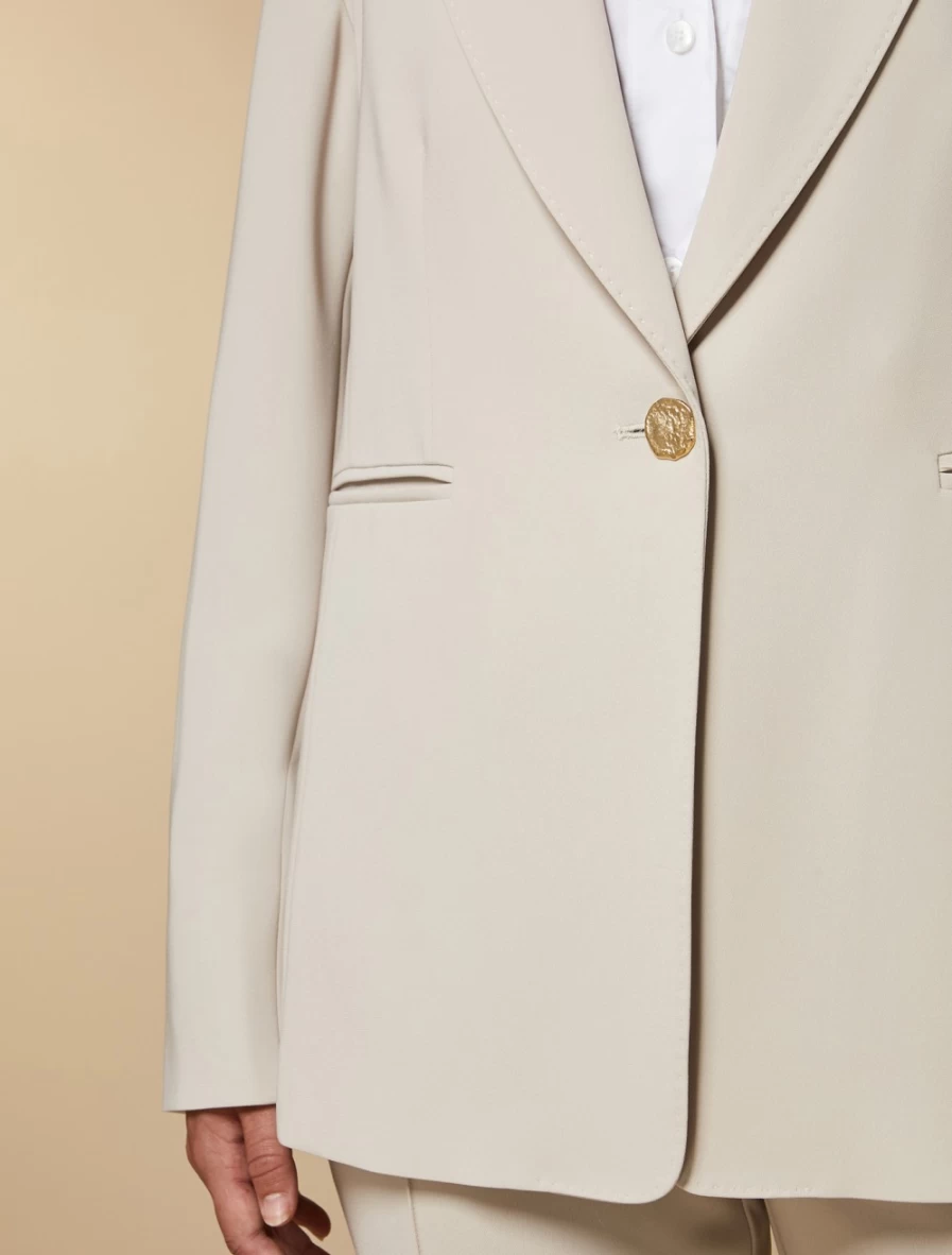 Marina Rinaldi Women's Beige Triacetate Blazer Jacket for Elegant Office Wear