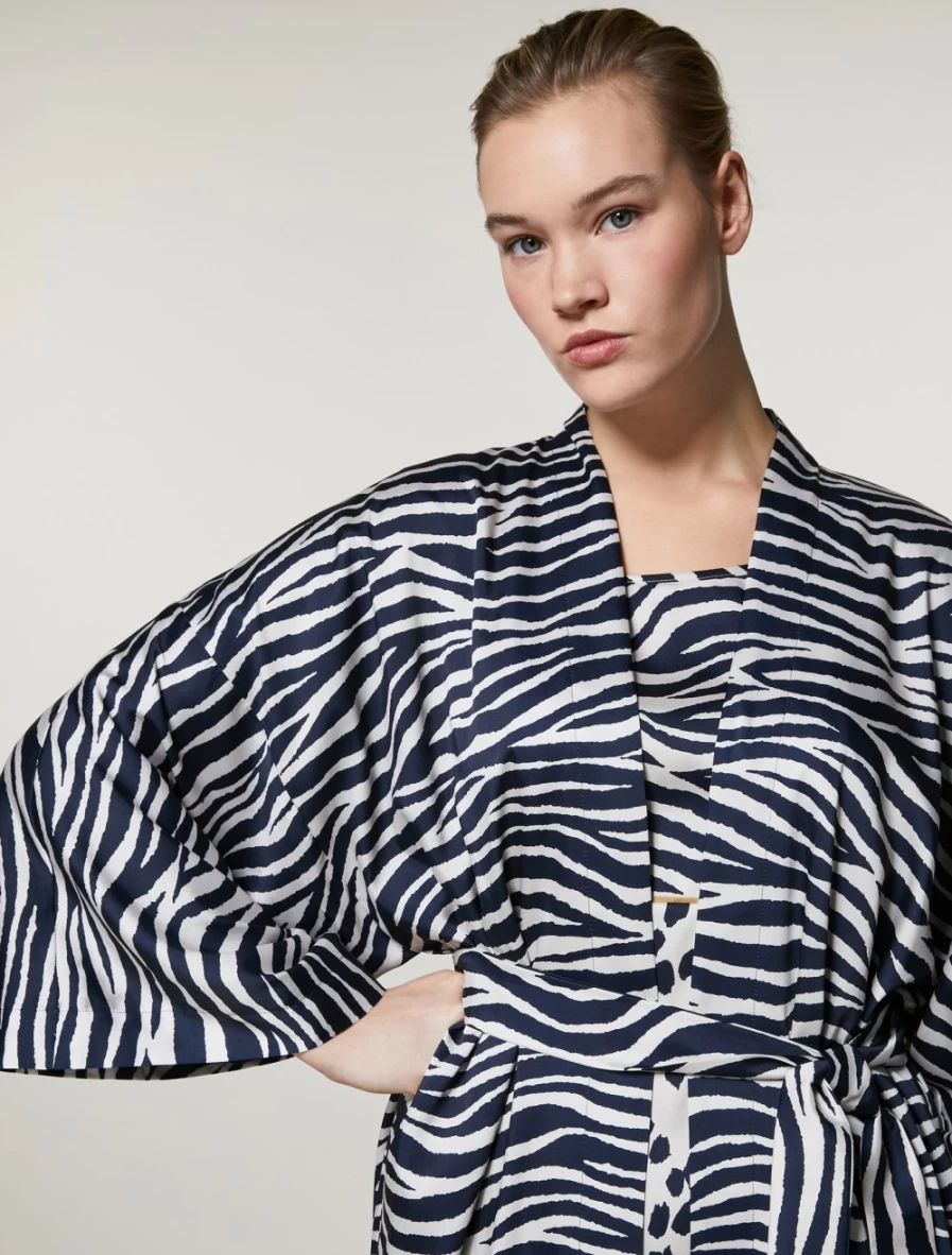"Marina Rinaldi Women's Dark Navy Printed Twill Overcoat Coat"