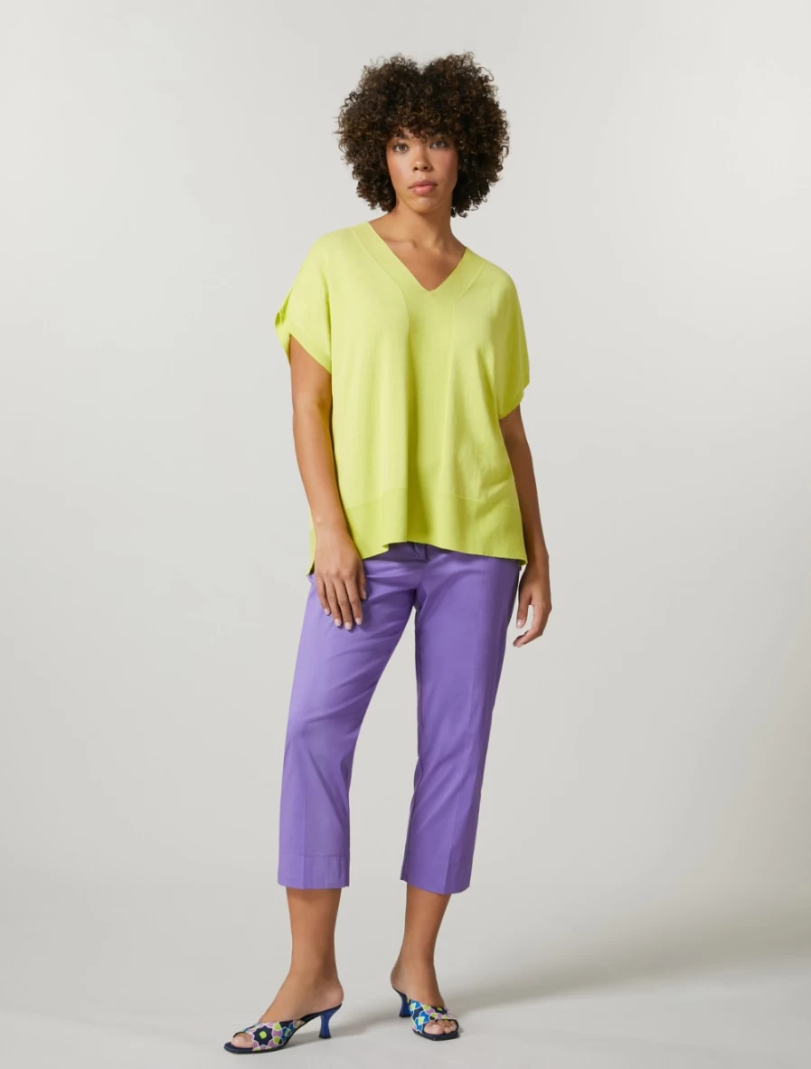 Marina Rinaldi Women's Purple Stretch Cotton Nylon Trousers