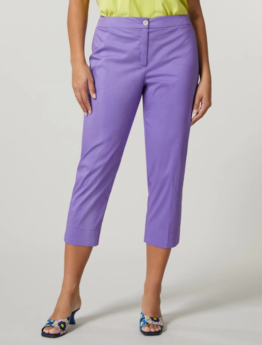 Marina Rinaldi Women's Purple Stretch Cotton Nylon Trousers