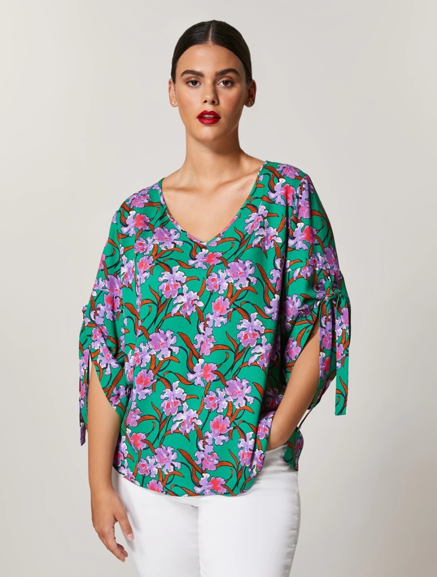 Marina Rinaldi Women's Dark Green Printed Viscose Blouse