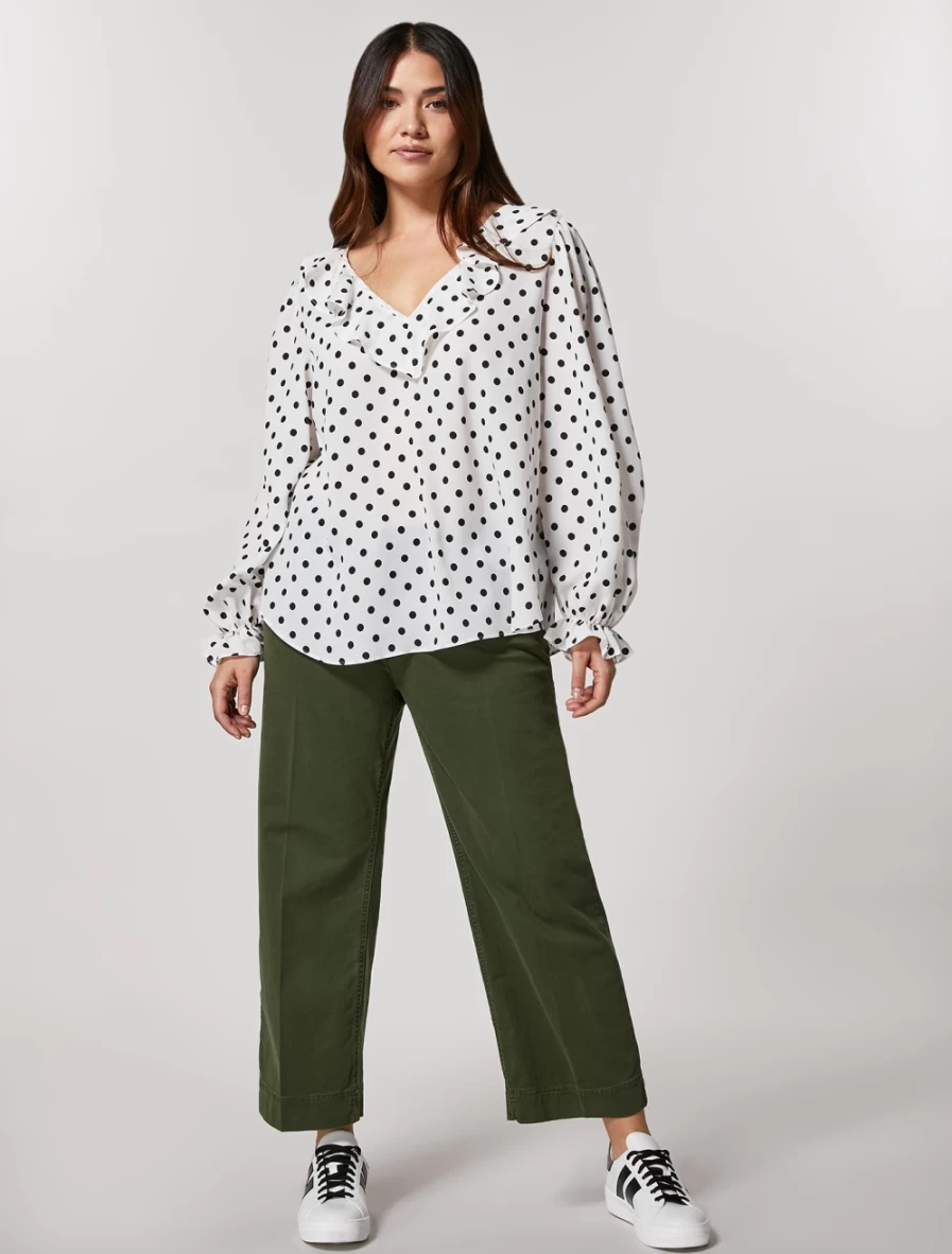 "Marina Rinaldi Women's Dark Green Cotton Cropped Trousers"