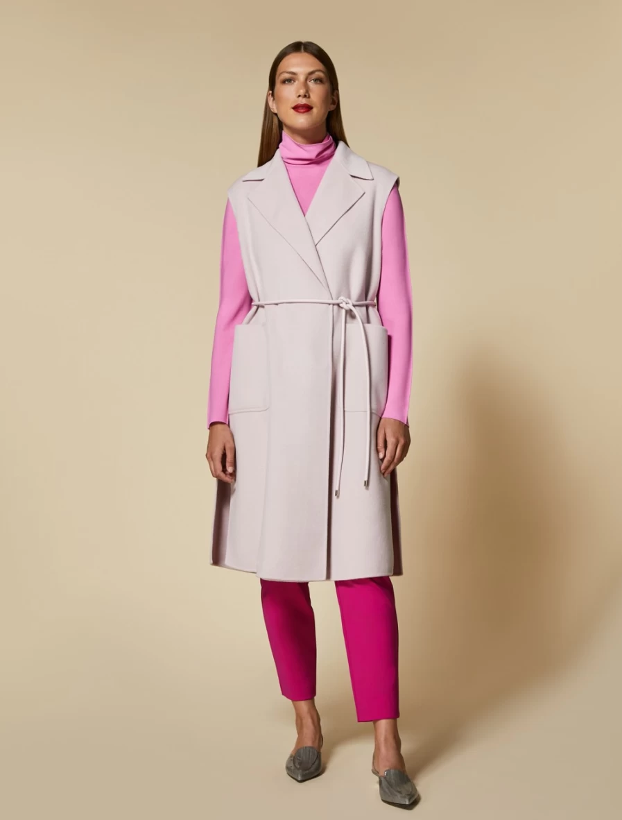 "Marina Rinaldi Women's Pink Double-Faced Wool-Blend Gilet Vest"