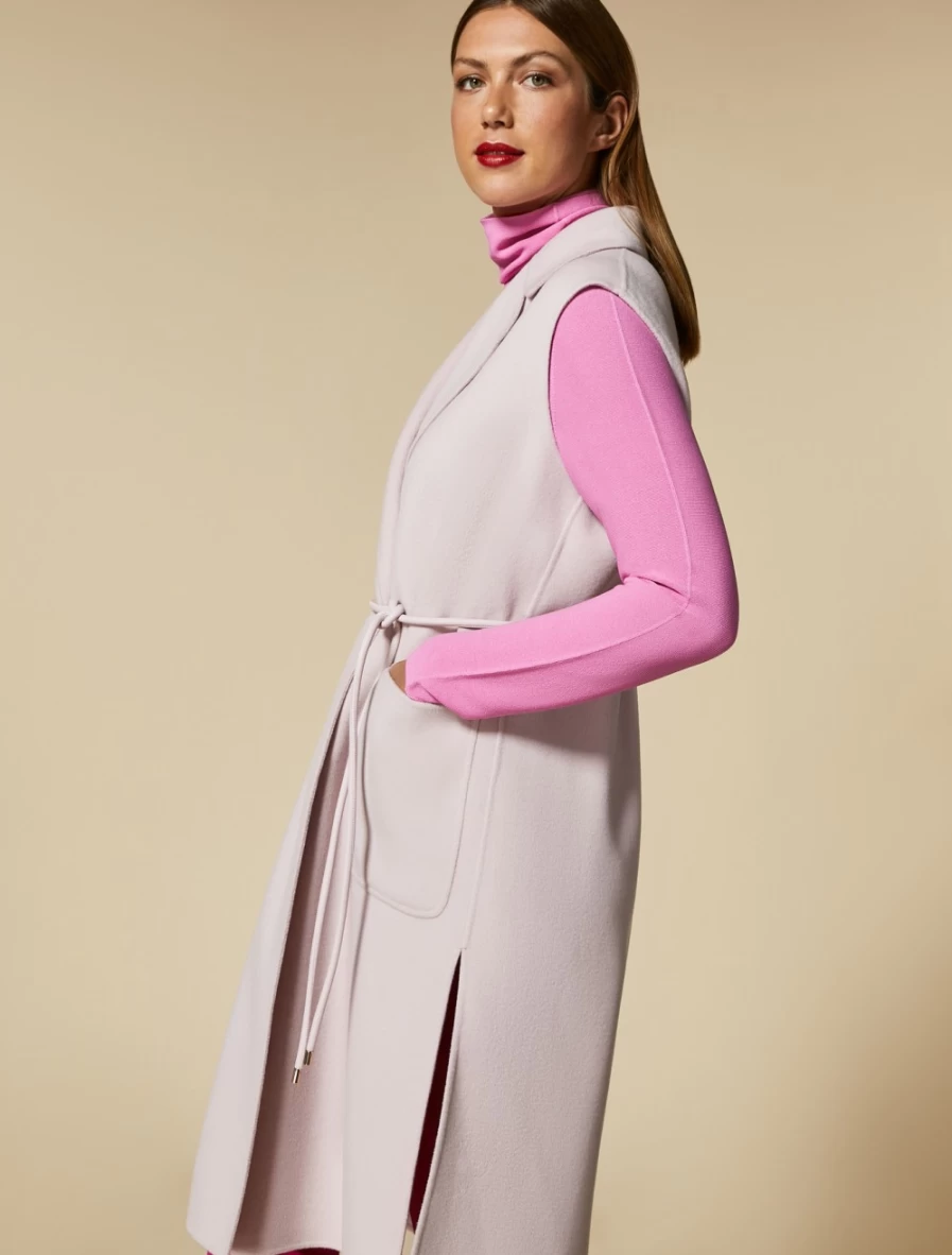 "Marina Rinaldi Women's Pink Double-Faced Wool-Blend Gilet Vest"