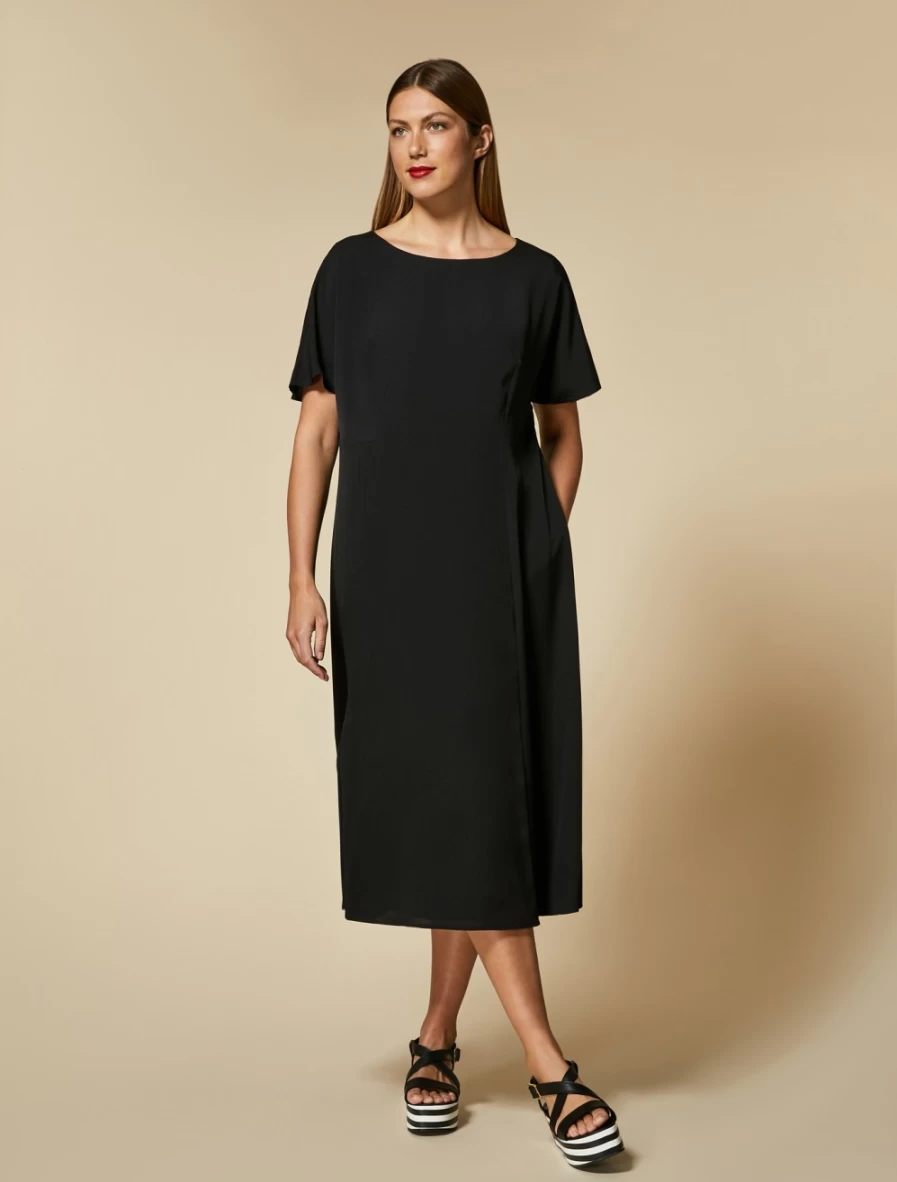 Marina Rinaldi Women's Black Crepe De Chine Dress - Elegant Flowy Style