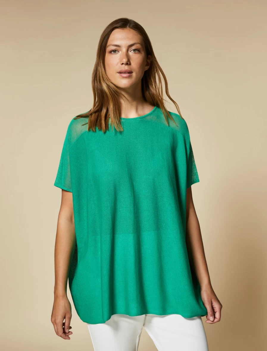 Marina Rinaldi Women's Green Viscose Crepe Sweater - Soft & Stylish Knit Top