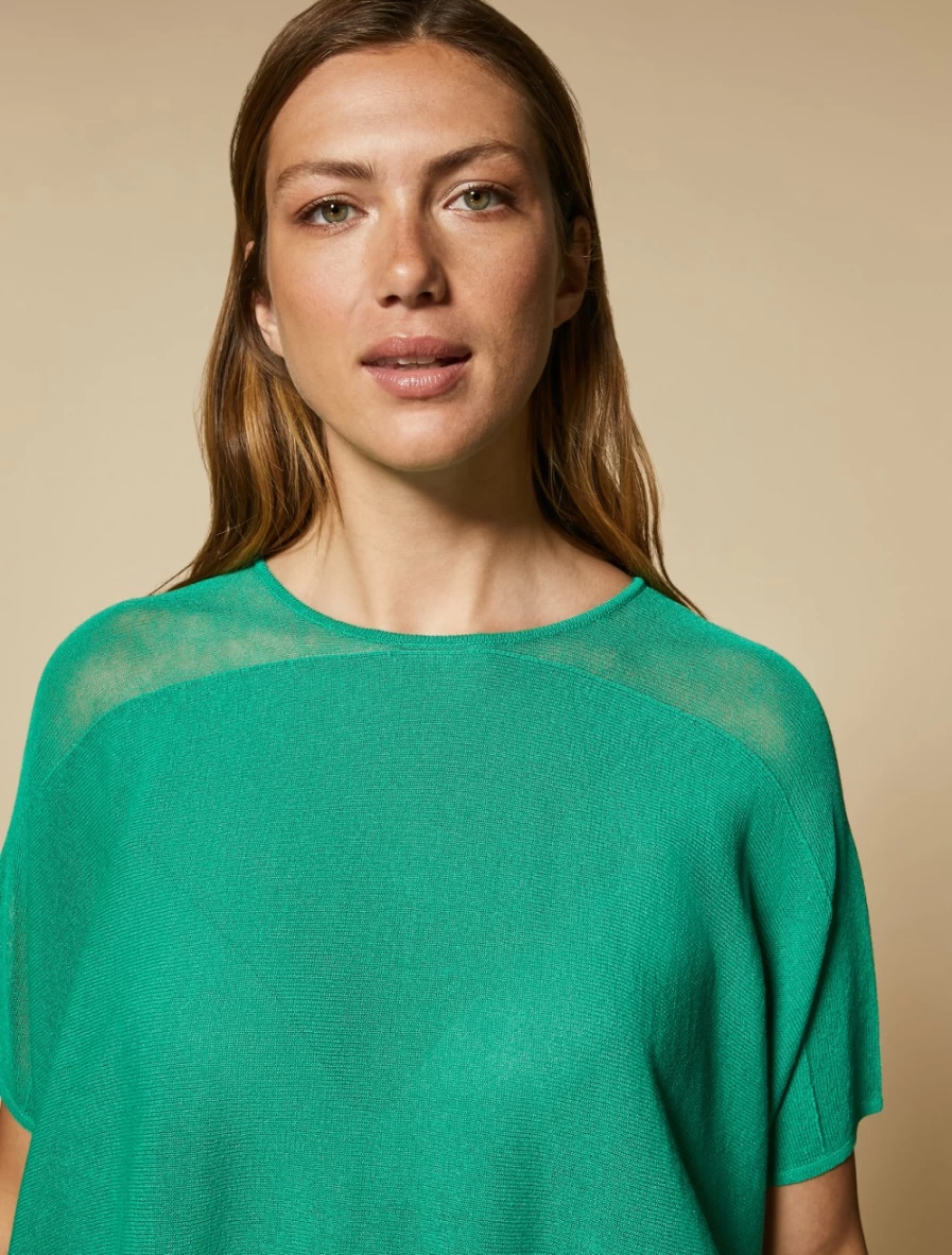Marina Rinaldi Women's Green Viscose Crepe Sweater - Soft & Stylish Knit Top