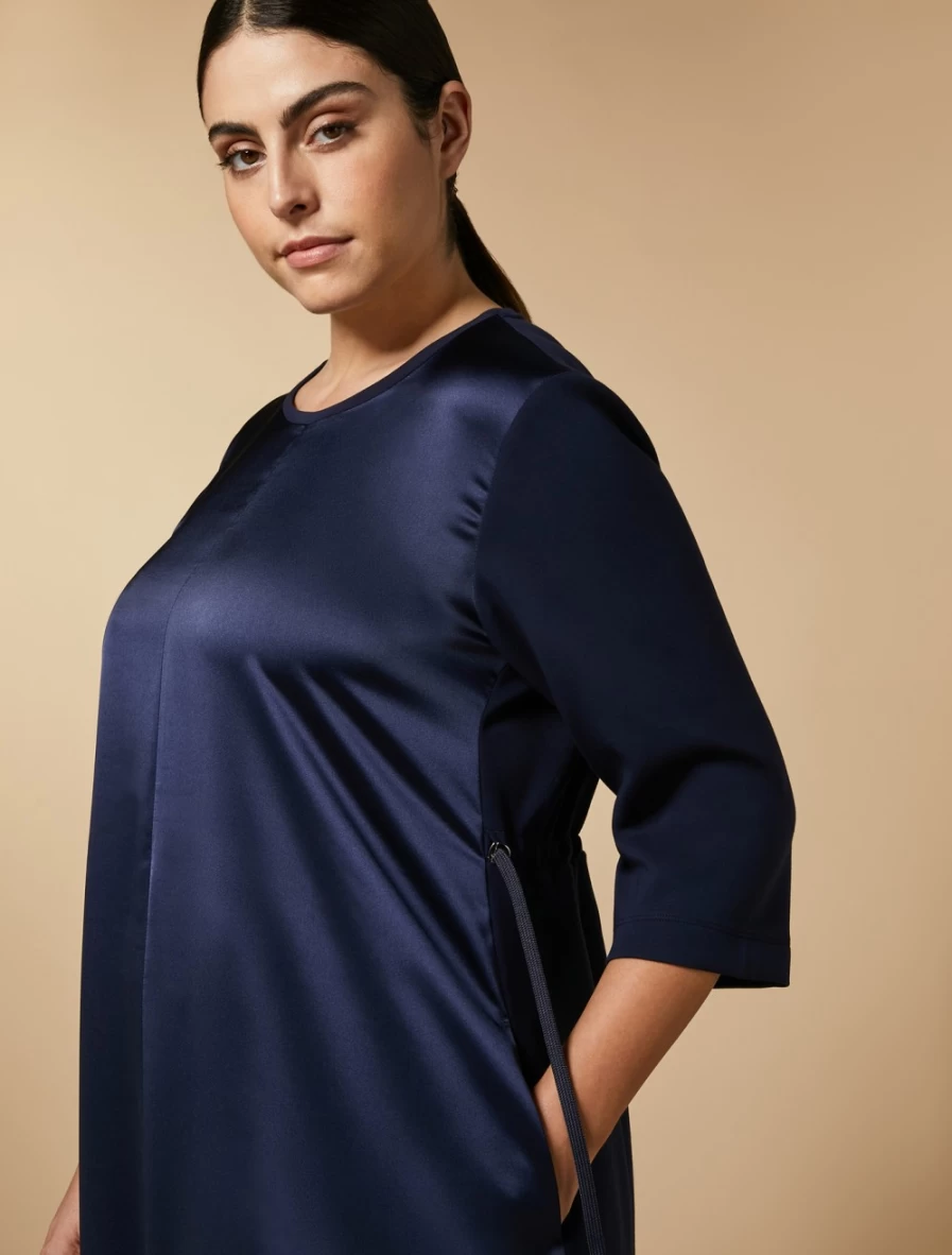 Marina Rinaldi Women's Dark Navy Technical Jersey Satin Dress