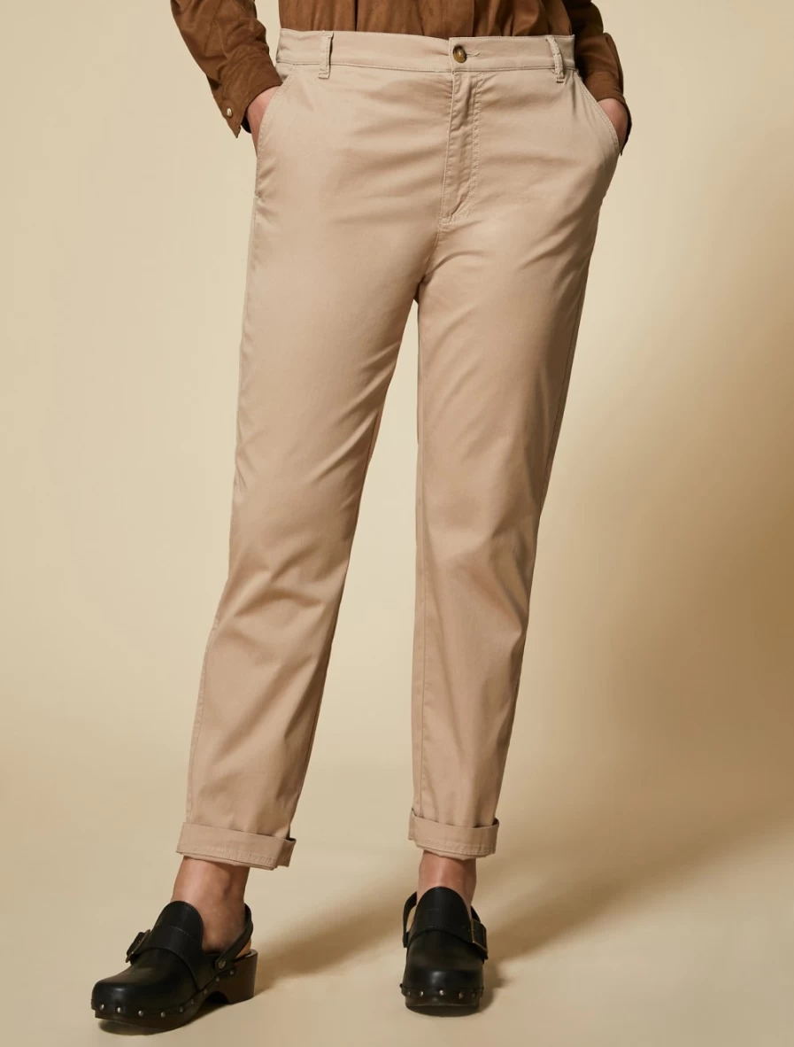 "Marina Rinaldi Women's Slim Gabardine Trousers in Colonial - Elegant Fit & Comfort"