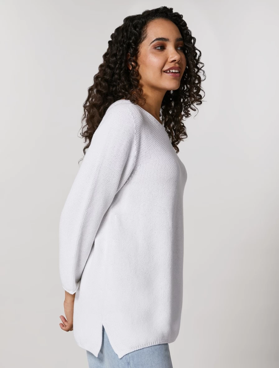 "Marina Rinaldi Women's White Pure Cotton Sweater"