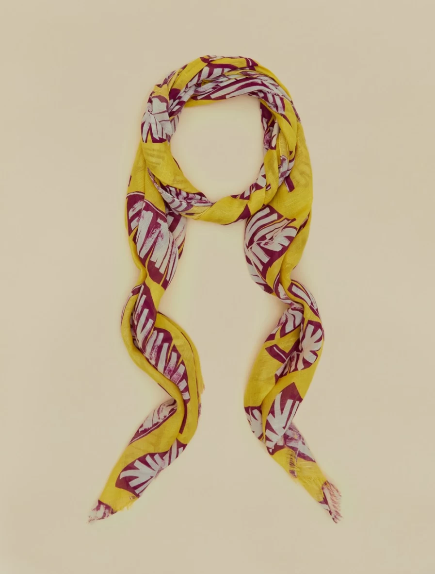 "Marina Rinaldi Women's Yellow Cotton Linen Stole Scarf"