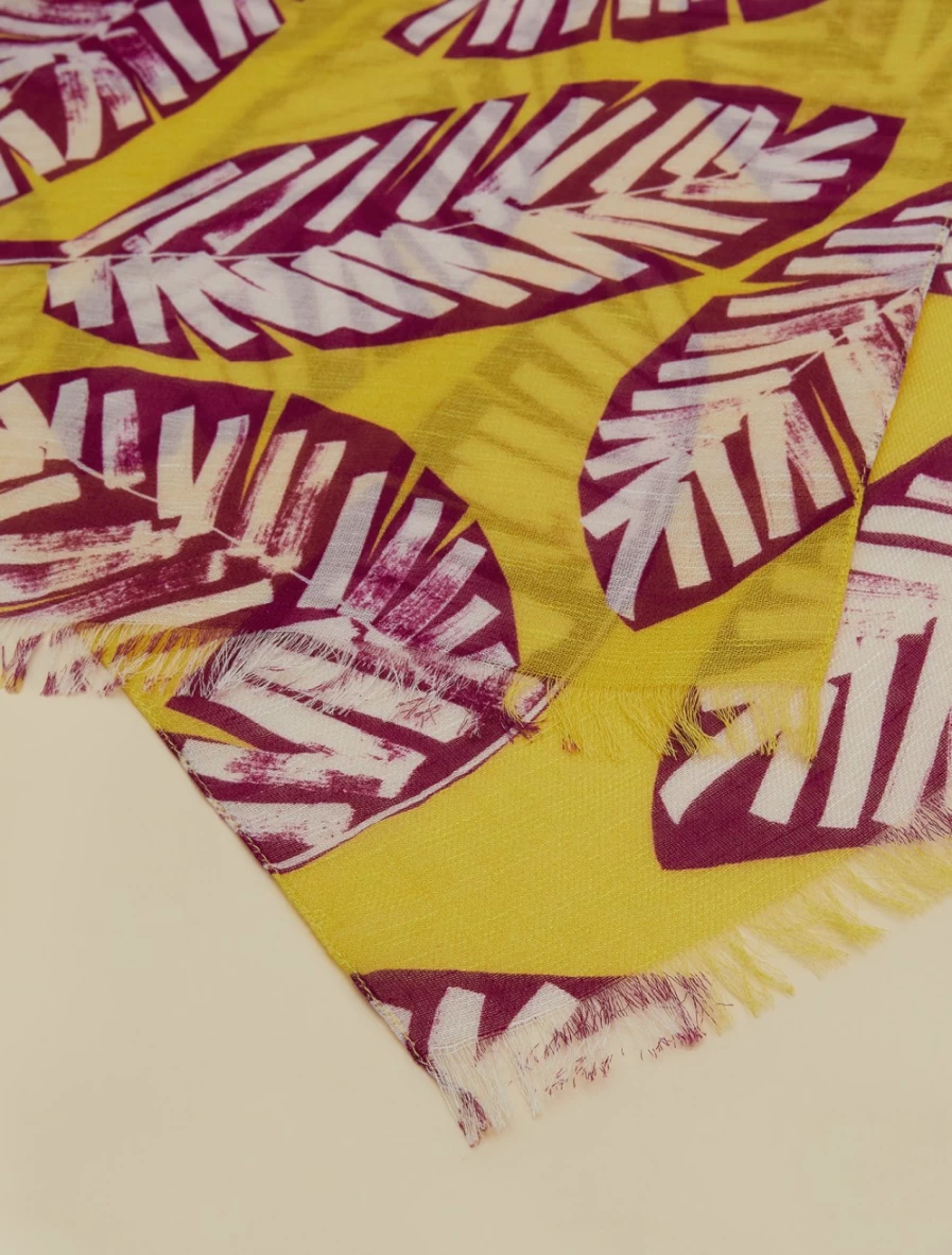 "Marina Rinaldi Women's Yellow Cotton Linen Stole Scarf"