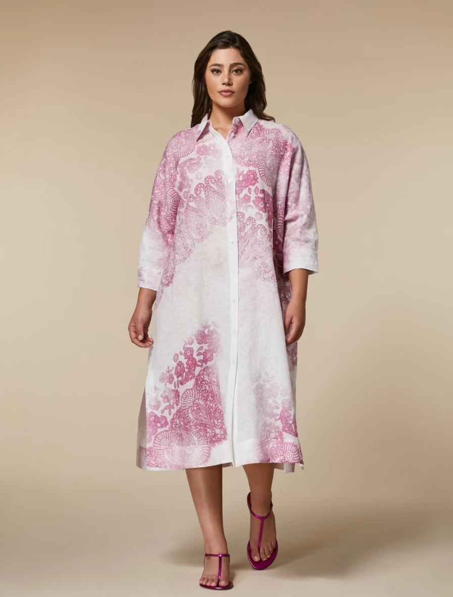 Marina Rinaldi Women's Pink Printed Linen Dress
