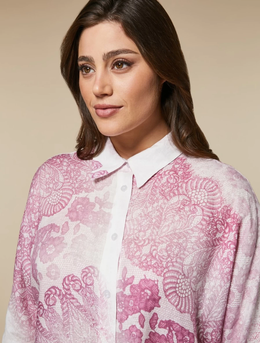 Marina Rinaldi Women's Pink Printed Linen Dress