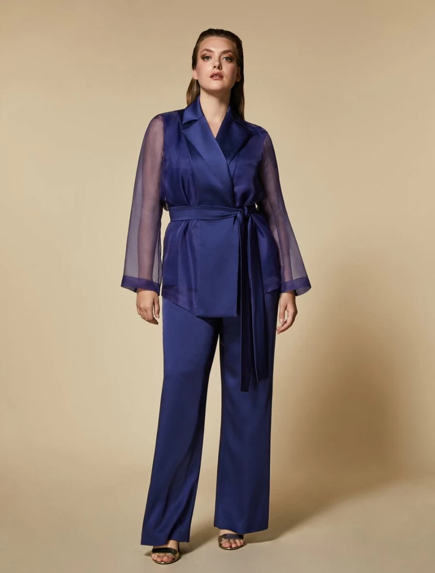 Marina Rinaldi Women's Purple Shiny Frisottino Trousers