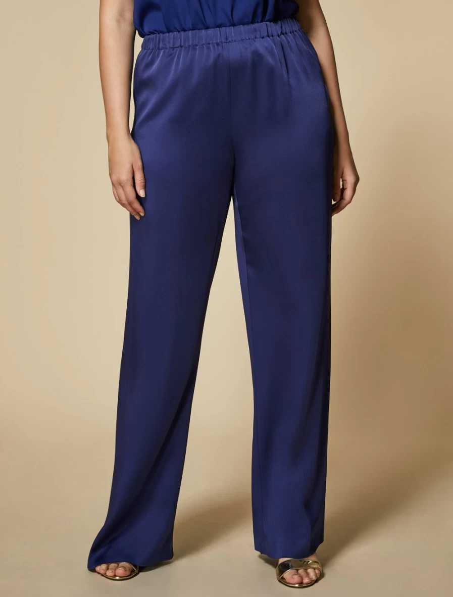 Marina Rinaldi Women's Purple Shiny Frisottino Trousers