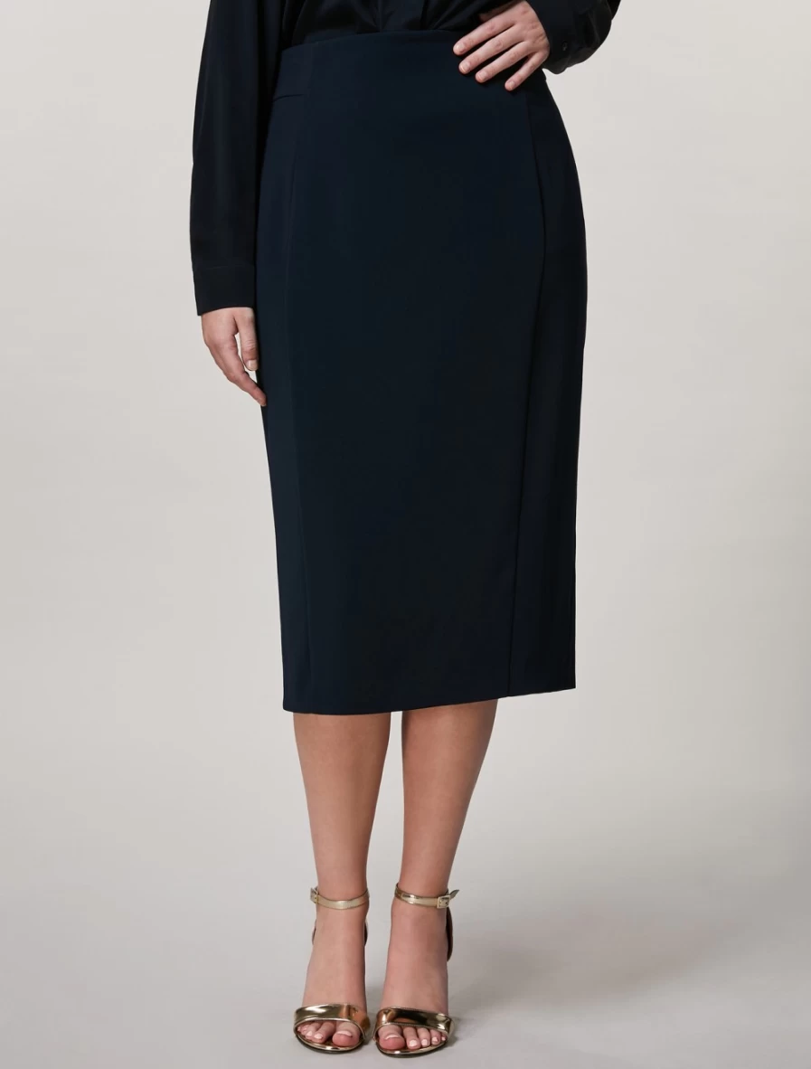 Marina Rinaldi Women's Dark Navy Fluid Stretch Fabric Skirt - Elegant Comfort Fit