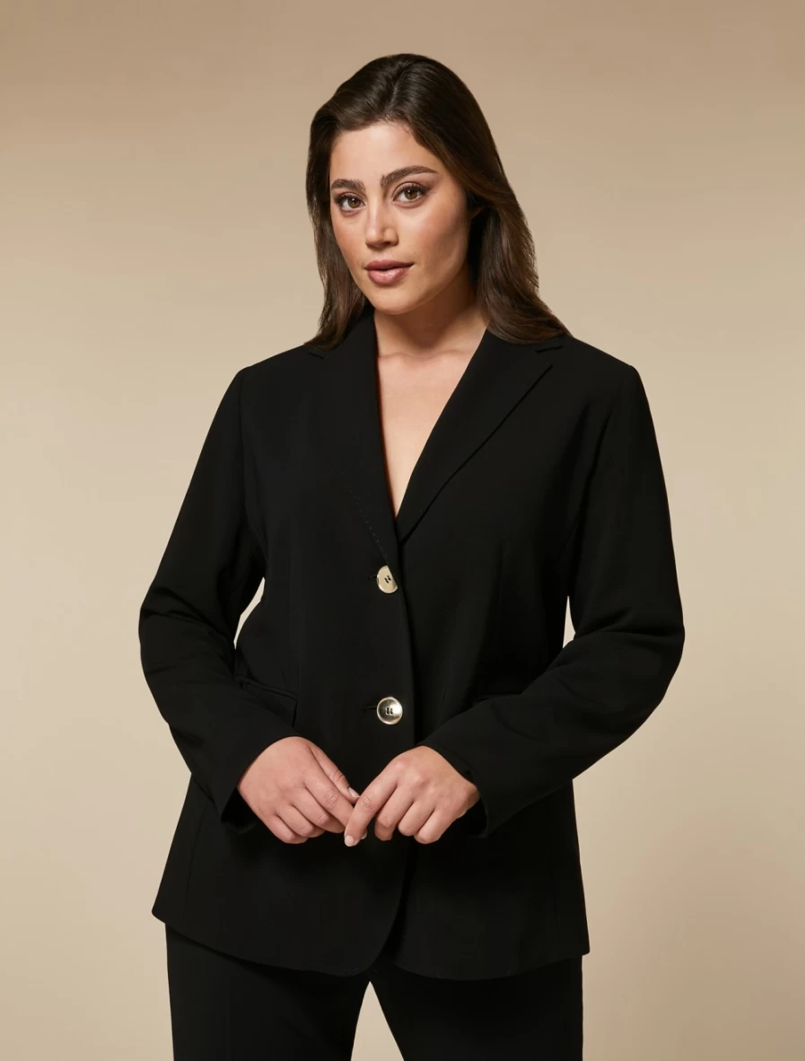 "Marina Rinaldi Women's Black Triacetate Blazer – Elegant Formal Jacket"