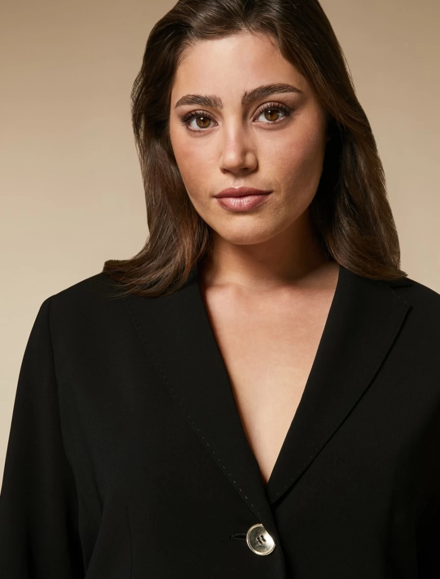 "Marina Rinaldi Women's Black Triacetate Blazer – Elegant Formal Jacket"