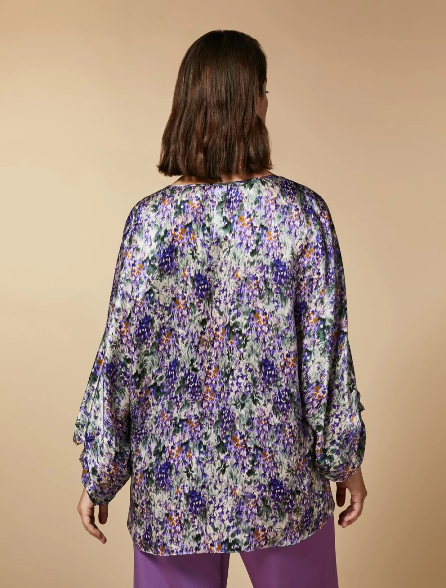 Marina Rinaldi Women's Green Silk Satin Tunic Blouse