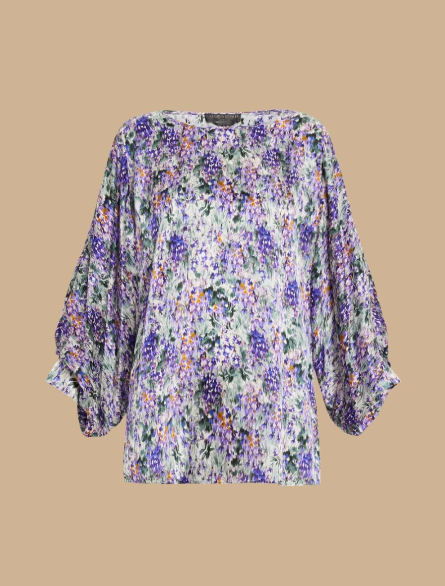 Marina Rinaldi Women's Green Silk Satin Tunic Blouse