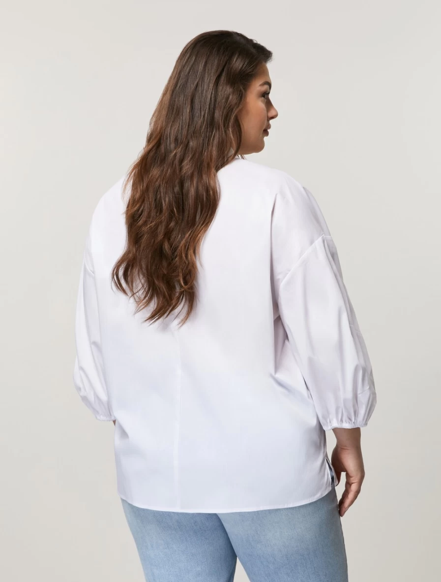 Marina Rinaldi Women's White Stretch Cotton & Nylon Tunic Top