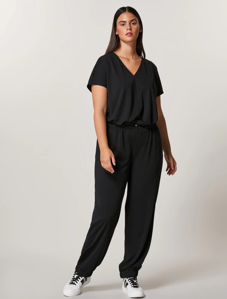 Marina Rinaldi Women's Black Interlock Jersey Trousers - Comfort Stretch Pants