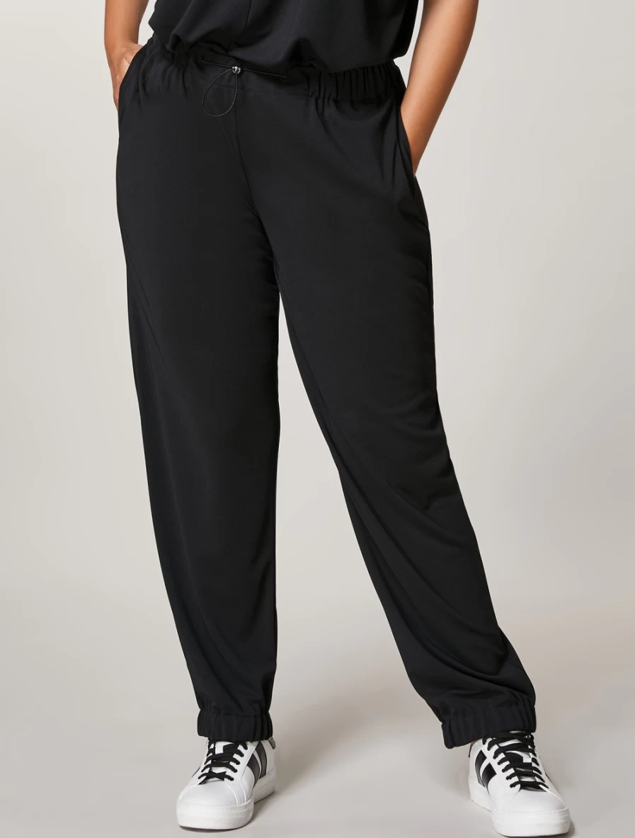 Marina Rinaldi Women's Black Interlock Jersey Trousers - Comfort Stretch Pants