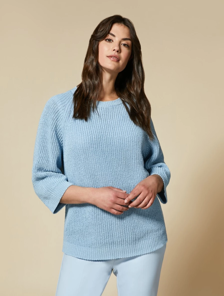 "Marina Rinaldi Women's Ski Blue Cotton Sweater"